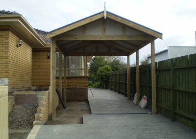 Timber Gable Carport with eave and facade